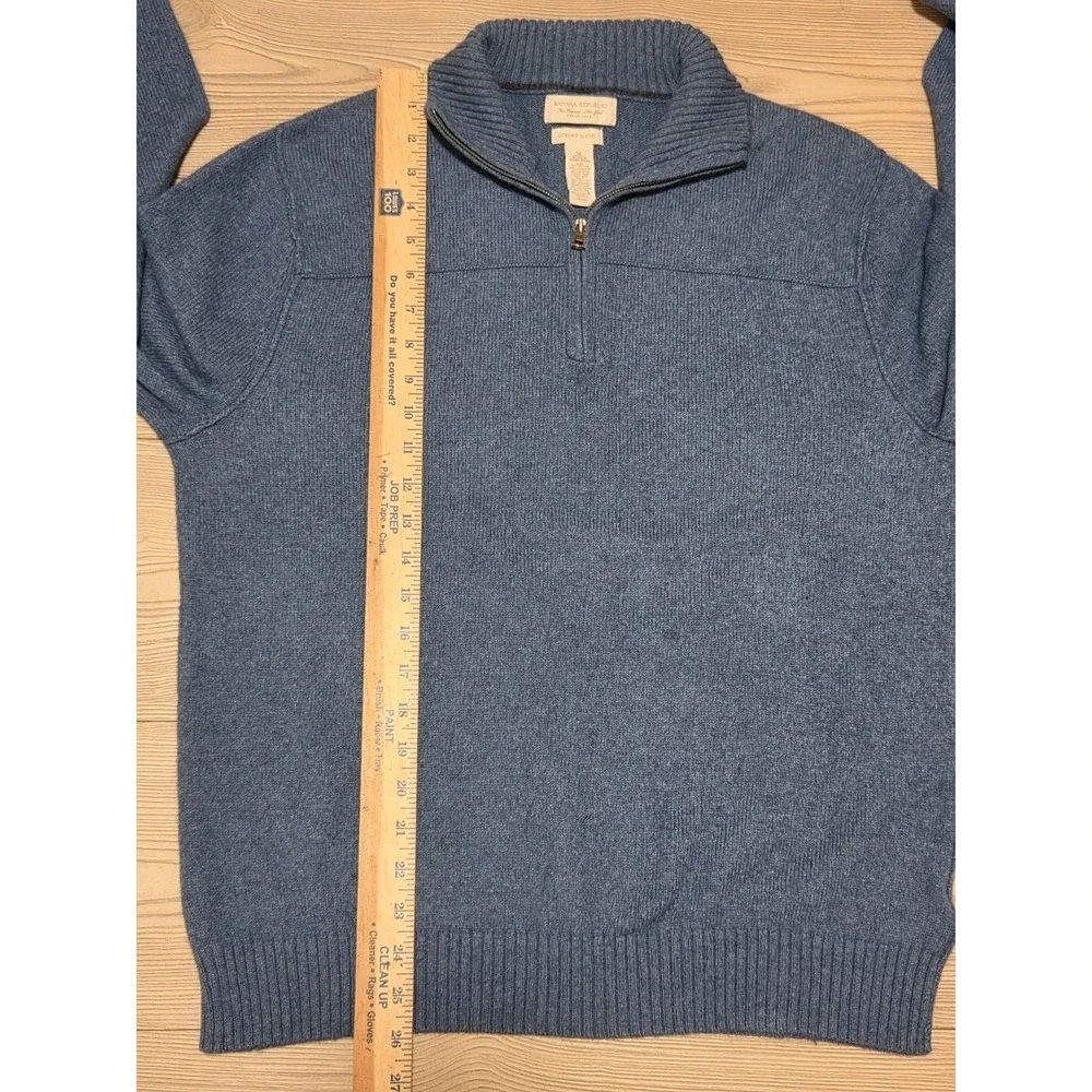 Banana Republic Sweater 1/4 Zip Cashmere Luxury Blend Angora Blue Mens Medium